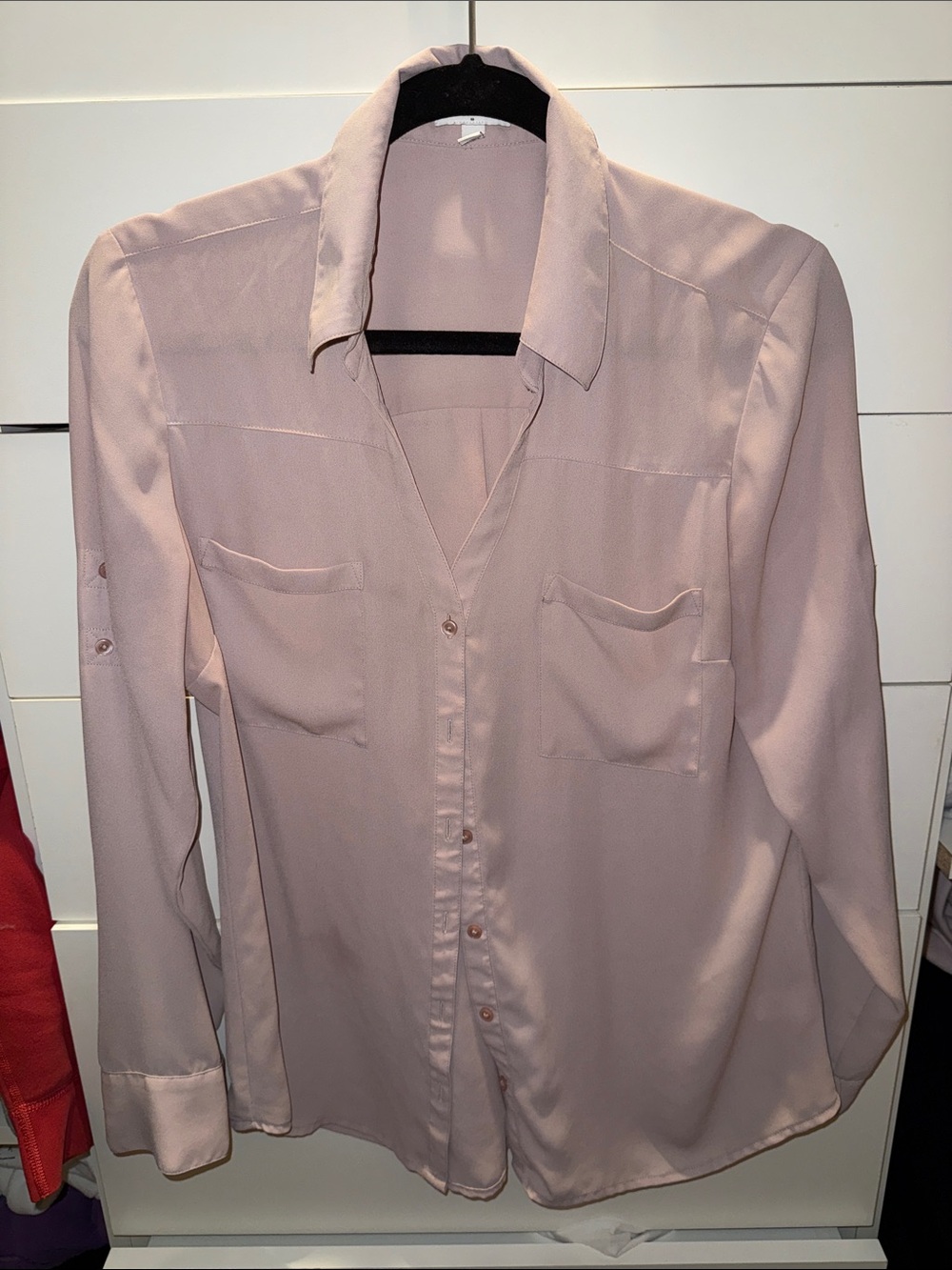 Express Light Blush Button-Up Blouse